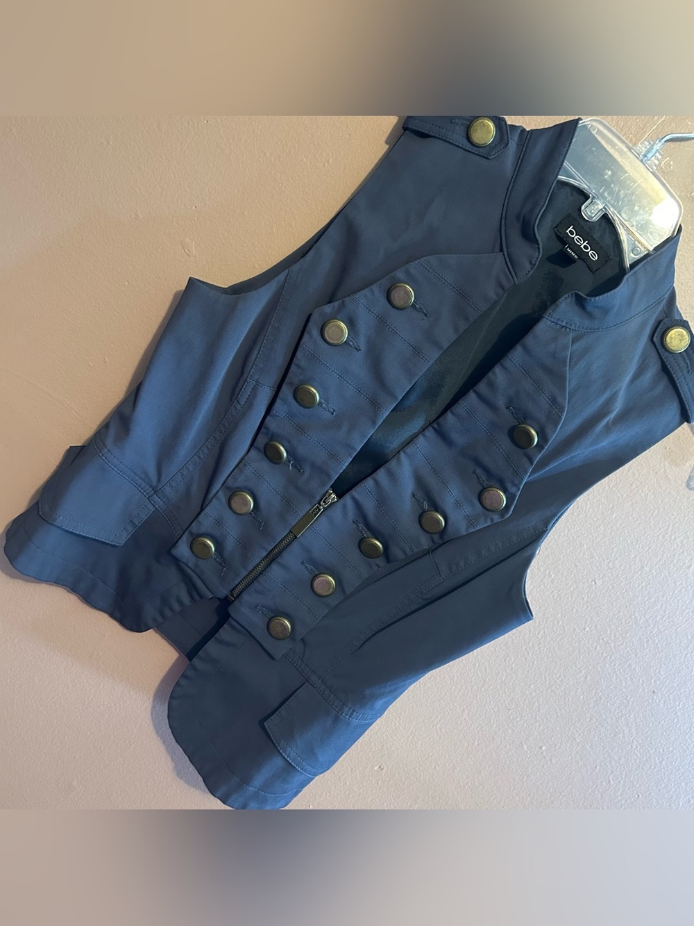 Vintage Y2K Bebe Military Style Zip Up Button Vest Women’s Size Small *Read*